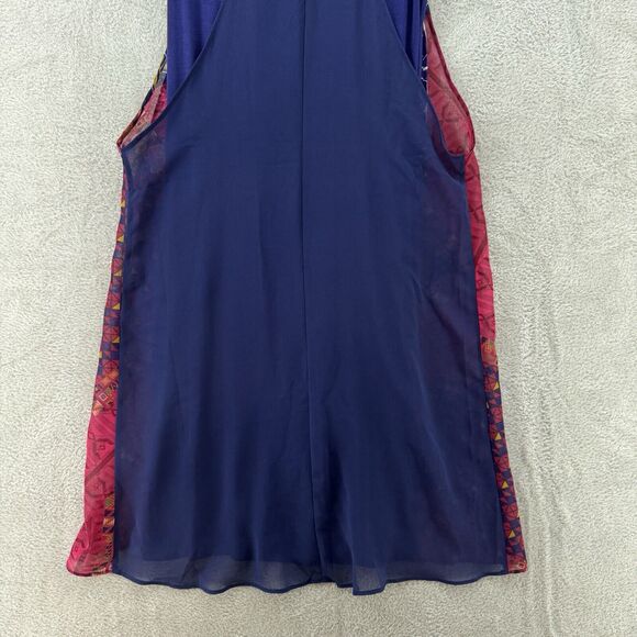 Desigual Dress Womens EU36 Blue Cassidy Tank Boho Printed Layered Chiffon Short - Picture 8 of 10